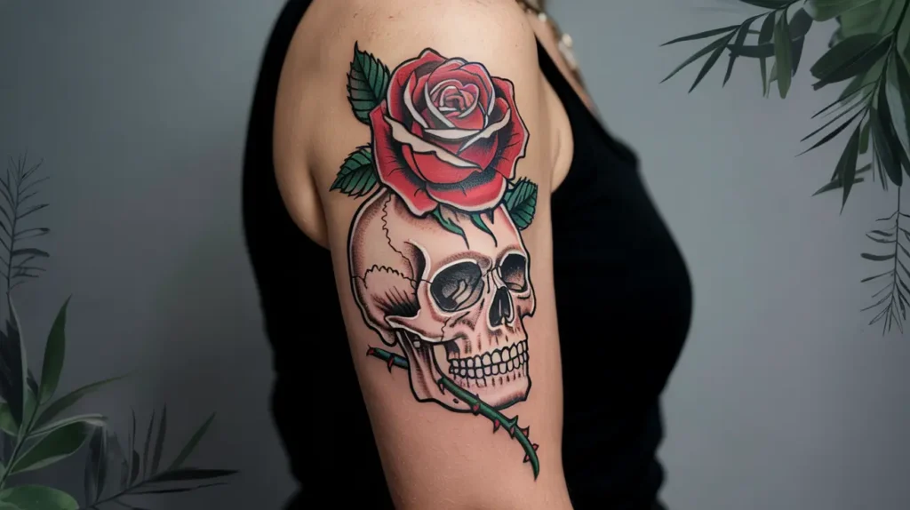 Rose Tattoo Meaning: What Your Ink Says About You 9 Rose and Skull Tattoo
