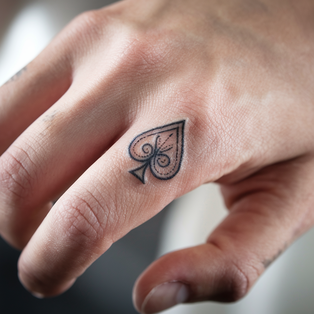 Spade Tattoo Ideas – Designs Meanings & Inspiration 24 Spade Tattoo on Finger