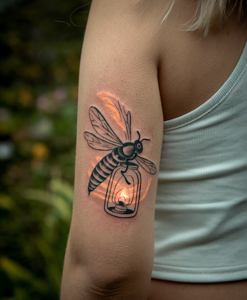Firefly Tattoo Ideas: Meaningful & Mesmerizing Designs 18 firefly with jar
