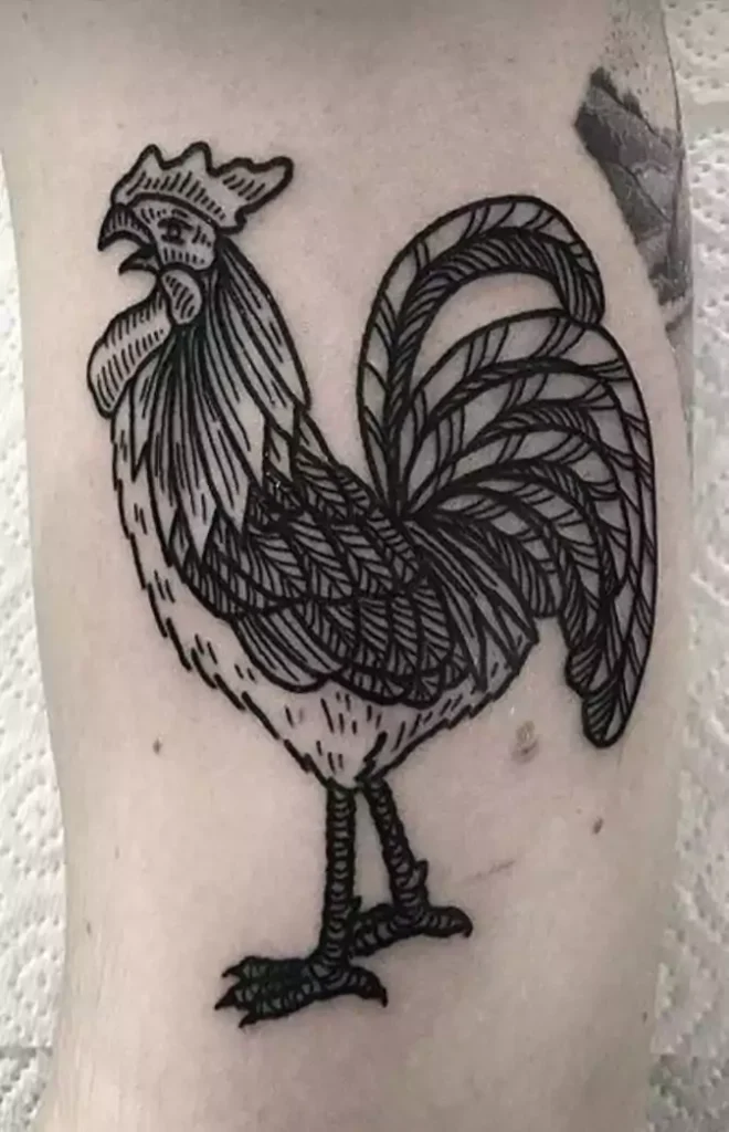 Rooster Tattoo Black and White Ideas