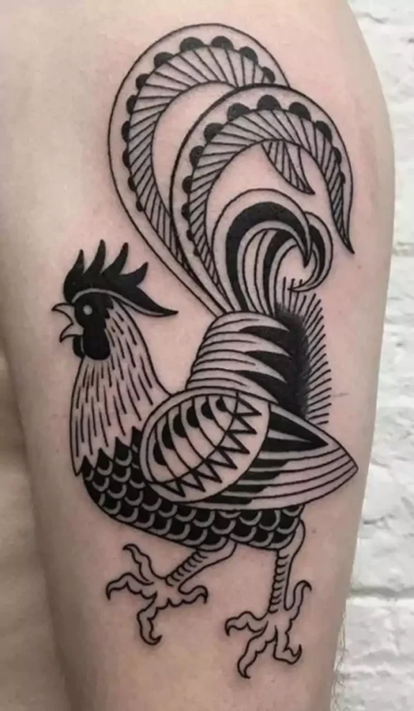 Rooster Tattoo Black and White Ideas