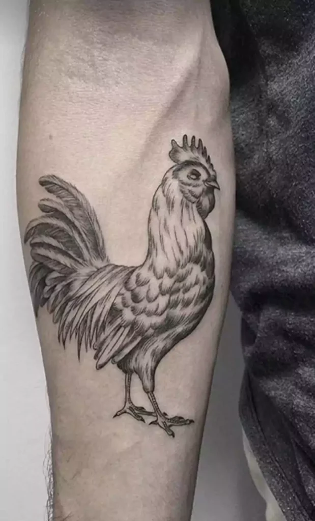 Rooster Tattoo Black and White Ideas