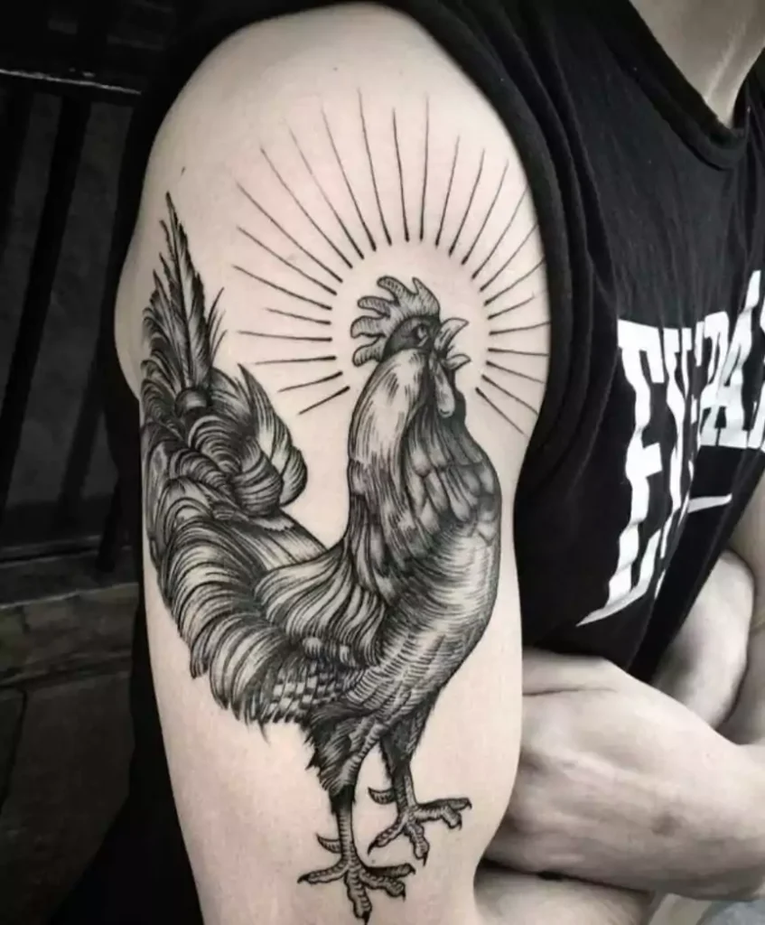 Rooster Tattoo Black and White Ideas