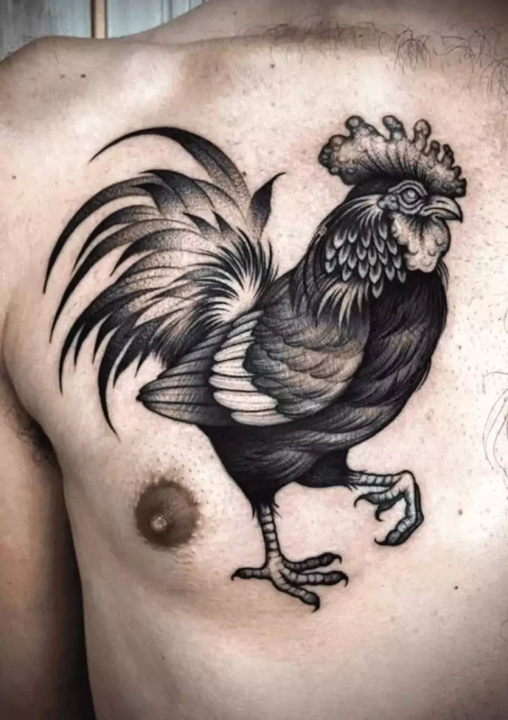 Rooster Tattoo Black and White Ideas