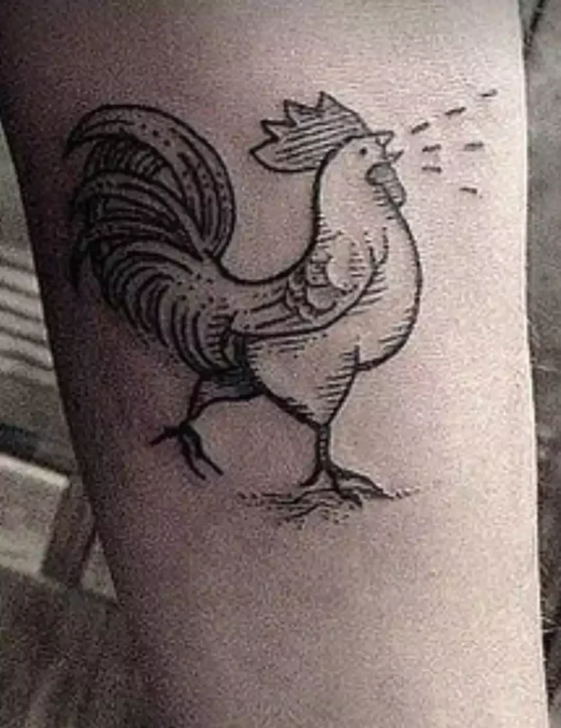 Rooster Tattoo Black and White Ideas