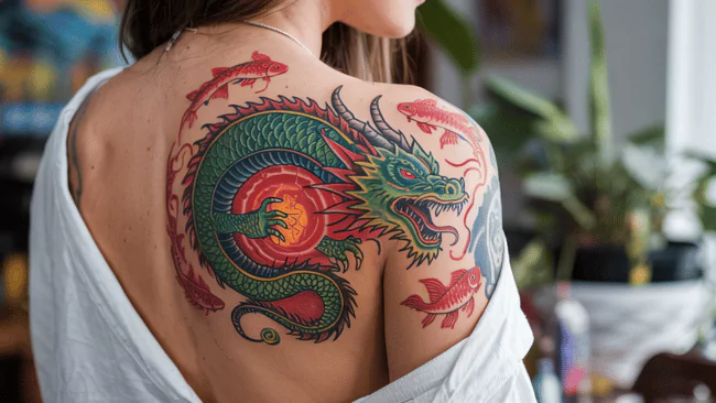 Koi Fish and Dragon